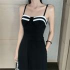 Color Panel Open-back Jumpsuit
