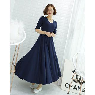 Tab-sleeve A-line Maxi Dress