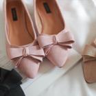 Pointy-toe Bow Faux-suede Flats
