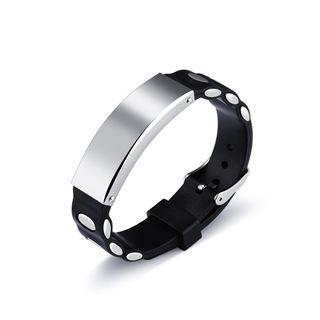 Simple Punk Glossy Geometric Rectangular 316l Stainless Steel Silicone Bracelet Silver - One Size