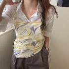 Pattern Printed Twisted Back Camisole / Long-sleeve Crew Neck Plain T-shirt / Plain Long-sleeve Shirt
