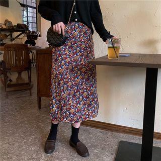 Floral Midi Skirt As Figure - One Size