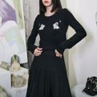 Long-sleeve Rabbit Embroidered Knit Top