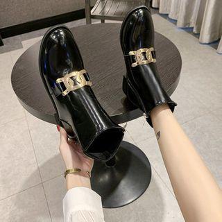Chain Accent Block-heel Short Boots