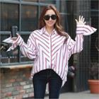 Slit-sleeve Boxy-fit Stripe Shirt