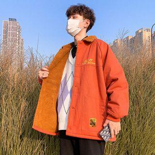 Embroidered Faux Shearling Jacket