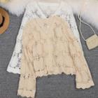 Pointelle-knit Open-front Thin Jacket
