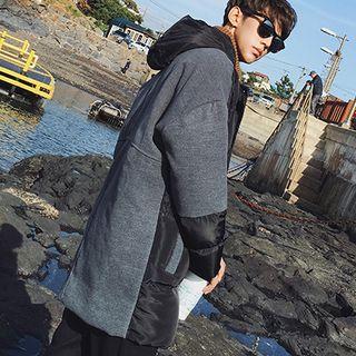 Woolen Panel Hooded Padded Coat