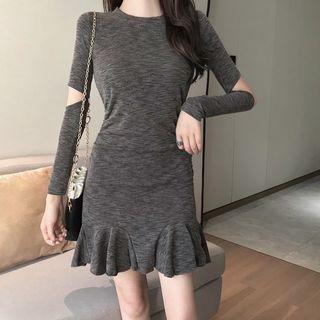 Cutout Long-sleeve Mini A-line Dress