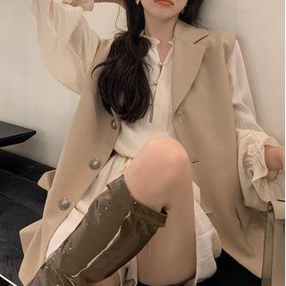 Single-breasted Vest / Bell-sleeve Blouse / Shorts