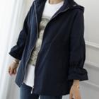 Bell-sleeve Hooded Zip-up Jacket