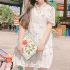 Short-sleeve Floral Chiffon A-line Dress
