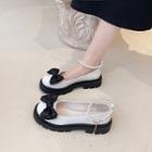 Faux Pearl Ankle-strap Ribbon Platform Shoes