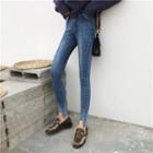 Washed Slim-fit High-waist Jeans