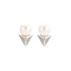 Sterling Silver Fashion Simple Geometric Triangle Freshwater Pearl Stud Earrings Silver - One Size