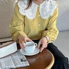 Scalloped Embroidered-collar Blouse