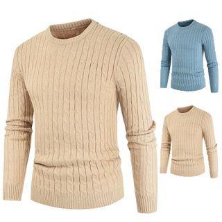 Long-sleeve Cable-knit Plain Knit Top
