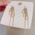 Faux Pearl Chain Dangle Earring 1 Pair - Gold & White - One Size