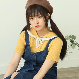 Sailor-collar Heart Pattern Blouse