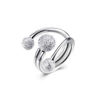 925 Sterling Silver Elegant Fashion Crystal Ball Adjustable Opening Ring Silver - One Size