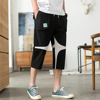 Drawstring Color Block Cropped Pants