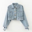 Cutout Cropped Denim Jacket