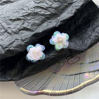 Iridescent Flower Earring 1 Pair - Stud Earring - One Size