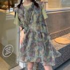 Short-sleeve T-shirt / Sleeveless Organza Floral Dress