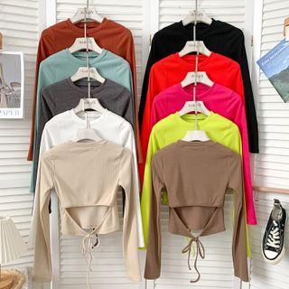 Cutout Tie-back Slim-fit Crop T-shirt In 12 Colors