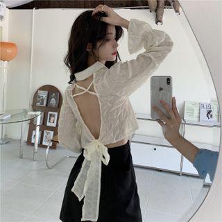 Open Back Blouse White - One Size