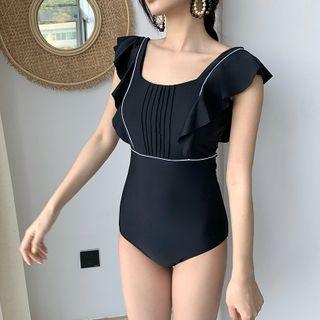 Contrast Trim Ruffled Swimsuit