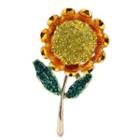 Rhinestone Sunflower Brooch Gold - One Size