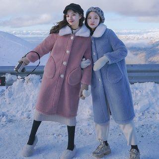 Contrast Collar Fleece Coat