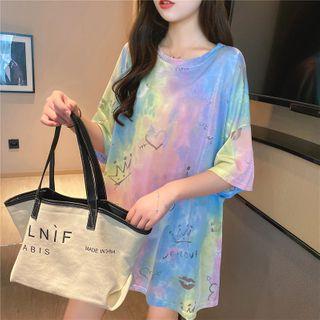 Short-sleeve Tie-dyed Printed T-shirt