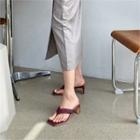 Toe-loop Shirred Kitten-heel Mules