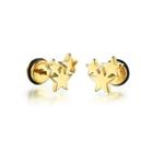 Simple Fashion Plated Gold Star 316l Stainless Steel Stud Earrings Golden - One Size