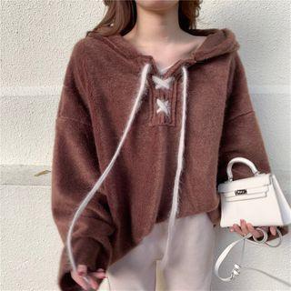 Lace-up Furry Hoodie