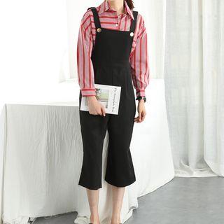 Set: Striped Shirt + Cropped Wide-leg Jumper Pants