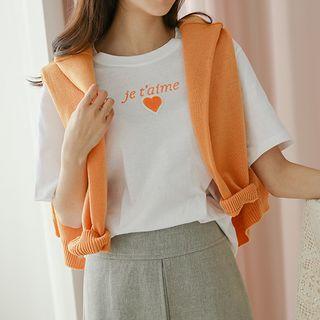 Je Taime Embroidered T-shirt