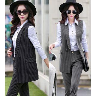 Set: Buttoned Vest + Shirt + Dress Pants
