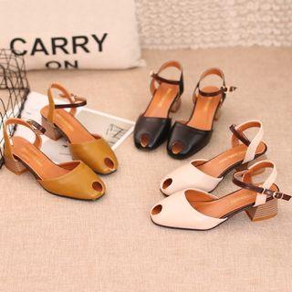 Chunky-heel Peep Toe Sandals