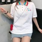 Rainbow Collar Short Sleeve Polo Shirt