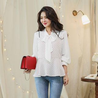 Spaghetti-strap Dot Peplum Top