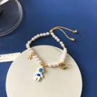 Astronaut Alloy Faux Pearl Bracelet 1 Pc - Gold - One Size