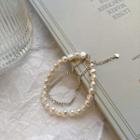 Sterling Silver Faux Pearl Layered Bracelet White - One Size