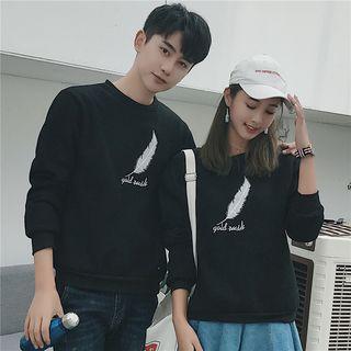Couple Matching Feather Embroidered Sweatshirt