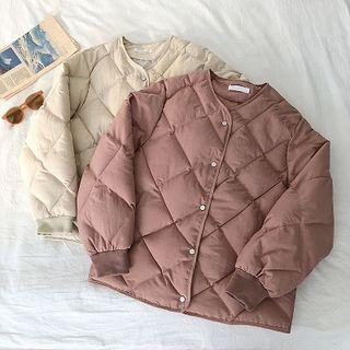 Single-breasted V-neck Fleece Long-sleeve Jacket