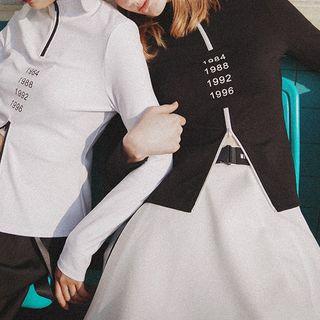 Long-sleeve Numbering Zip Top