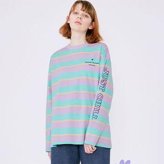 Letter-printed Striped T-shirt Multicolor - One Size