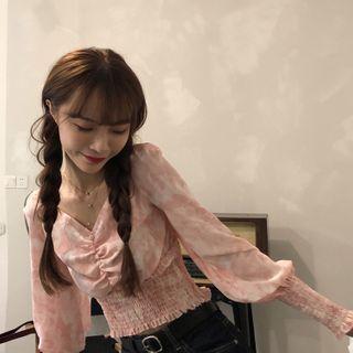 Long-sleeve Tie-dye Blouse